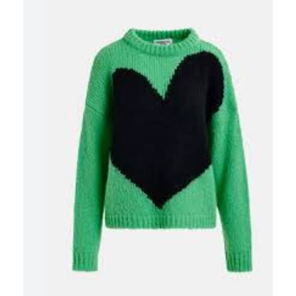 ESSENTIEL ANTWERP Sz XS Green Heart Intarsia Pullover Sweater NWT - Picture 10 of 11